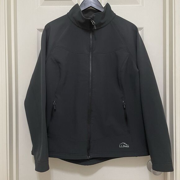 LL Bean Pathfinder Soft Shell Jacket XL REG Women's Fleece Line Full Zip Black - Picture 1 of 6